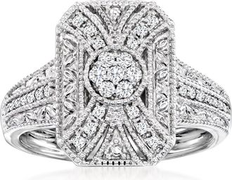 Ross-Simons Diamond Scrollwork Ring in Sterling Silver