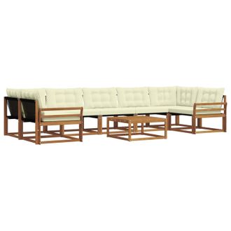 vidaXL Conjunto De Sof&aacute;s De Exterior Con Coj&iacute;n 8 Pcs Natural Y Crema Vidaxl
