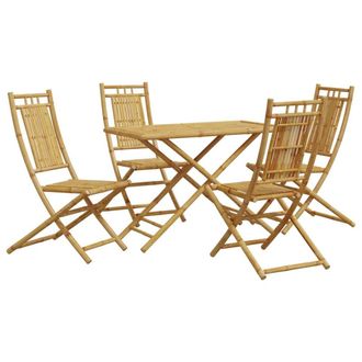Berkfield Home 5 Piece Garden Dining Set Bamboo in Brown
