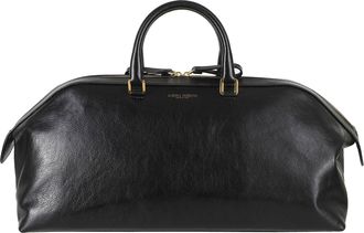 Alberta Ferretti Black Double Zip Embossed Logo Leather Tote Bag