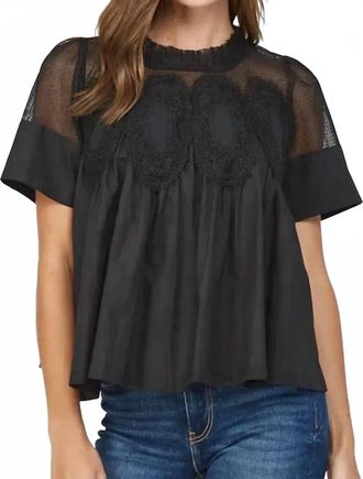 Fate Mesh Applique Top In Black