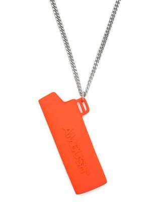 AMBUSH debossed-logo whistle necklace - unisex - Brass - One Size - Orange