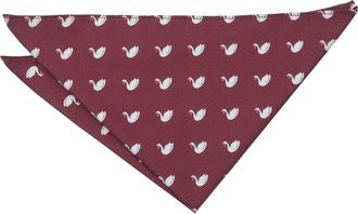 DQT Mens Embroidered Animals Novelty Handkerchief Pocket Square - Burgundy Swan