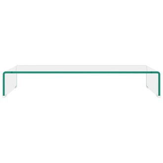 Berkfield Home TV Stand/Monitor Riser Glass Clear 80x30x13 cm | Size: 80 x 30 x 13 cm