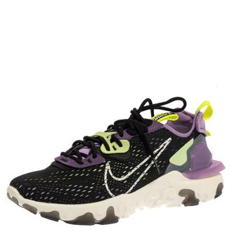 Nike Black/purple Leather And Fabric React Vision Sneakers