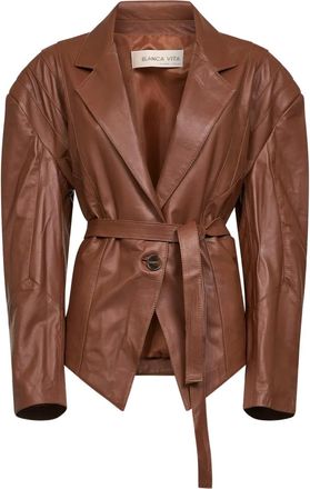 Blanca Vita belted jacket - women - Calf Leather - M - Brown