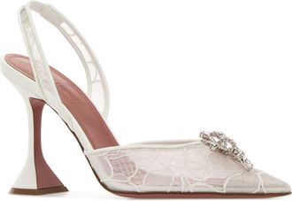 Amina Muaddi Ivory Scarpe Con Tacco High Heel Shoes