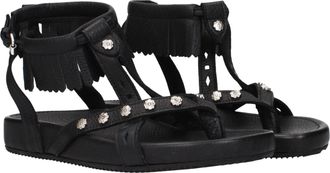 Isabel Marant Womens Black Leather Flat Sandals