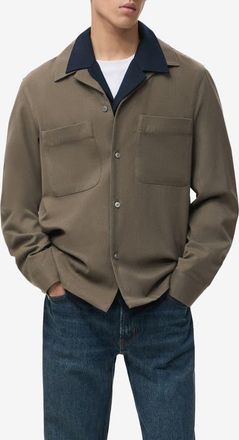 Mango Regular Fit Overshirt in Khaki at Nordstrom, Size Medium