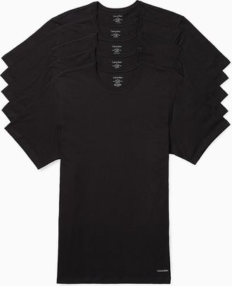 Calvin Klein Mens Cotton Slim Fit 5-Pack Crewneck T-Shirt - Black - XL