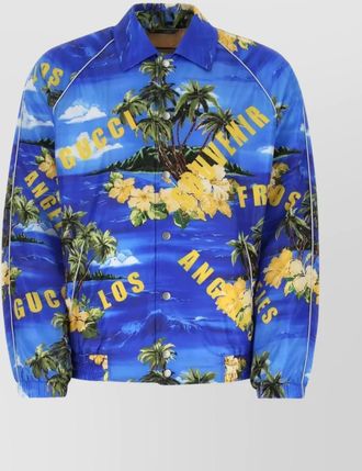 Gucci dynamic printed windbreaker with elasticated hem and cuffs