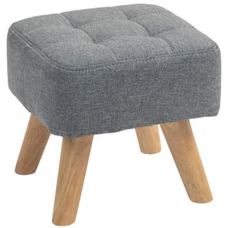 HOMCOM Grey Modern Footstool - Fabric Foot Rest With Rubber Wood Legs - Brown | TJ Hughes