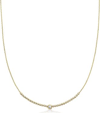 Ross-Simons Bezel-Set Lab-Grown Diamond Curved Bar Necklace in 18kt Gold Over Sterling