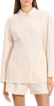 Theory Sculpted Seam Long Sleeve Button-Up Shirt in Rice at Nordstrom, Size X-Large