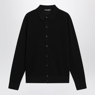 Dolce & Gabbana Camicia a maniche lunghe traforata in cotone nera