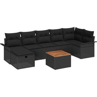 vidaXL Garden Sofa Set with Cushion 8 pcs Black Poly rattan vidaXL