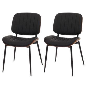 Hhg Hhg - Nunca Usado] Juego De 2 Sillas De Comedor 182, Silla De Cocina, Madera Curvada Imitaci&oacute;n Cuero Oeko-tex Mvg, Aspecto Nogal, Negro