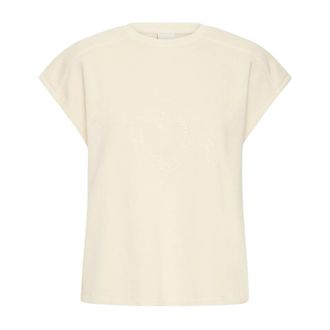 Ichi Ichi - T-shirts - Dames - Tops - Beige - Maat: XS Katoen