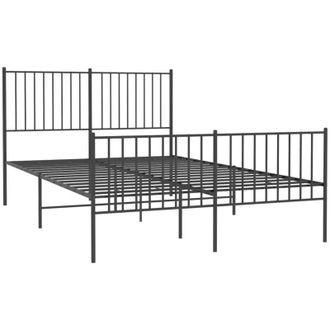 vidaXL Estructura Cama Sin Colch&oacute;n Con Estribo Metal Negro 135x190 Cm Vidaxl