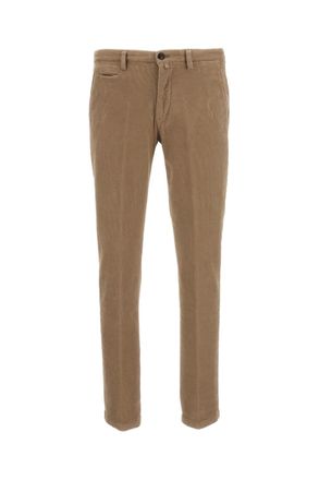 BRIGLIA 1949 Beige Moleskin-Effect Cotton Twill Straight-Leg Pants