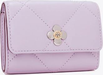 Tory Burch Womens Kira Diamond Quilt Clover Flap Card Case, One Size