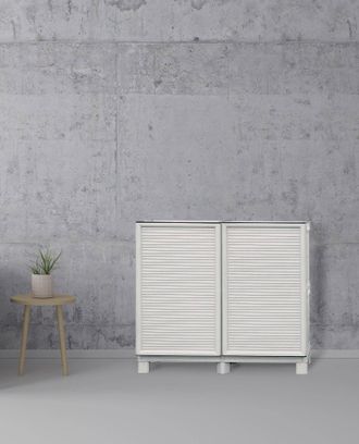 Dmora Armario Para Exteriores O Interior Multiusos, M&oacute;vil De 2 Puertas Y 1 Estante De Polipropileno, 100% Made In Italy, 100x39h92 Cm, Color Gris Claro, Con