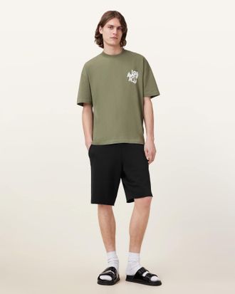 AllSaints Cotton/Modal Helix Straight Fit Sweat Shorts, Size: XXL