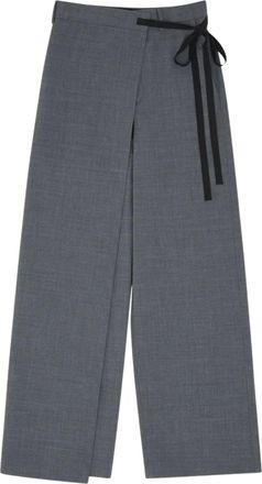 Maison Margiela Grey Overlapping Front Panel Wool Wide-Leg Pants