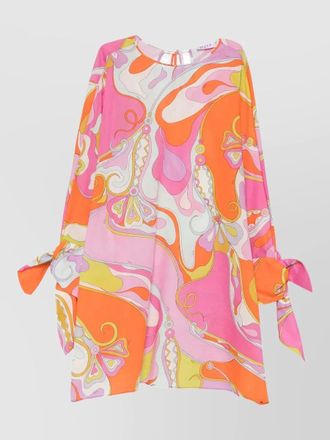 Pucci flowing short kaftan top tie detail