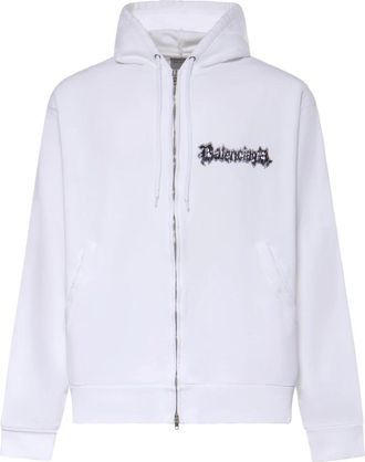 Balenciaga Salon De Couture Hoodie - Heren - Vesten met rits - Wit - XS - Katoen - Hoodies & sweatvesten