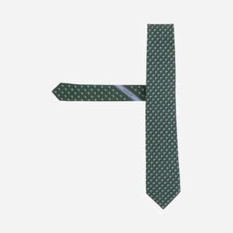 Ferragamo Silk Bird-Motif Necktie - Green