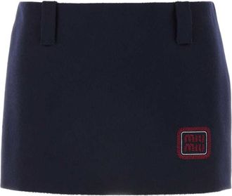 Miu Miu Navy Blue Velour Miniskirt