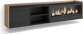 Skraut Home Skraut Home - Mueble Tv, Televisi&oacute;n, Muebles De Sal&oacute;n, Almacenaje, 212x35x50cm, Para Tv Hasta 80, Chimenea El&eacute;ctrica Xxl, Colgado, Suspendido, Estilo 