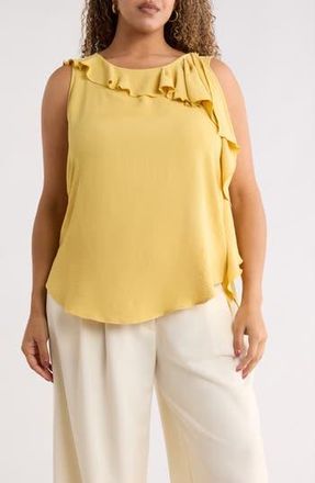 Renee C Ruffle Front Sleeveless Top in Yellow at Nordstrom Rack, Size 3X