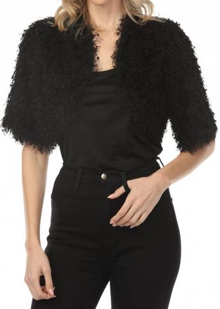 Joseph Ribkoff Fringe Open Front Bolero Jacket In Black