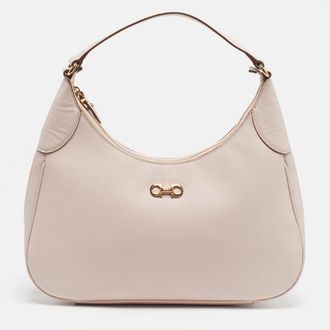Ferragamo Gancini Romana Pink Saffiano Leather Hobo