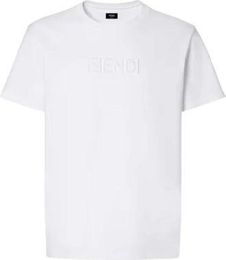 Fendi Cotton T-shirt met ronde hals - Heren - T-shirts - Wit - S - Katoen - Tops