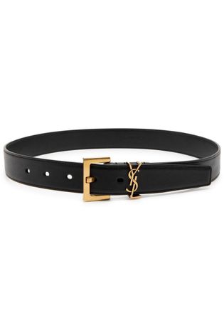 Saint Laurent Logo Leather Belt - Black - 85 (UK12/ M)