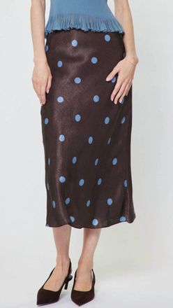 Current Air All Over Polka Dot Silk Midi Skirt In Brown