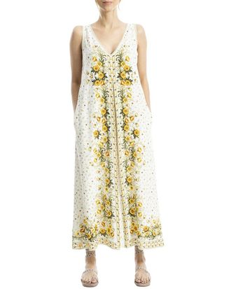 Max Studio V-Neck Linen-Blend Maxi Dress