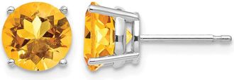 Diamond2Deal 14k White Gold 7mm Citrine earring