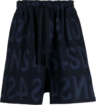 4sdesigns logo-print cotton bermuda shorts - men - Cotton - 50 - Blue