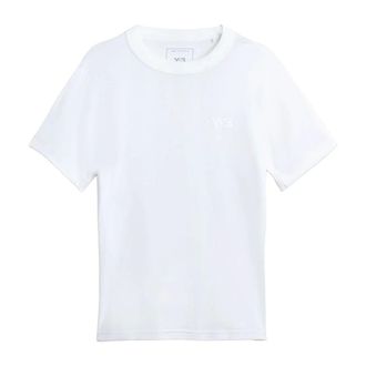 Yohji Yamamoto T-Shirts, male, White, L, White Crew-neck Logo Print T-shirt