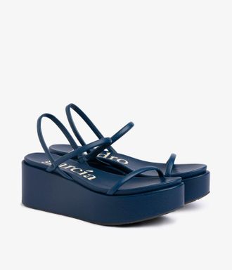 Pedro Garcia Wedge sanda in blue leather | Nibia | Spring Summer 26 |