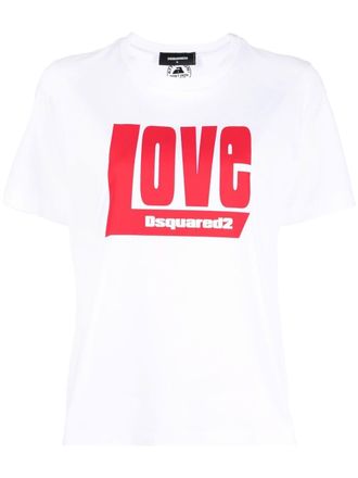 Dsquared2 logo-print short-sleeved T-shirt - women - Cotton - M - White