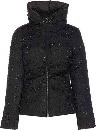 Pinko Black Nita Down Jacket Frontal Zip Closure
