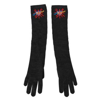 Dolce & Gabbana Accessoires, Dames, Grijs, ONE Size, Wol, Elbow Length Gloves