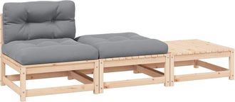 vidaXL Juego De Muebles De Jard&iacute;n 3 Pzas Y Cojines Madera Pino Maciza Vidaxl