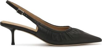 Kazar Zwarte slingback pumps met gerimpeld bovendeel - Dames - Pumps - Zwart - 38 EU - Leer - Schoenen