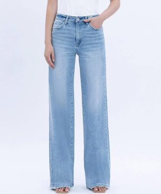 Flying Monkey High Rise Wide Jeans In Light Wash